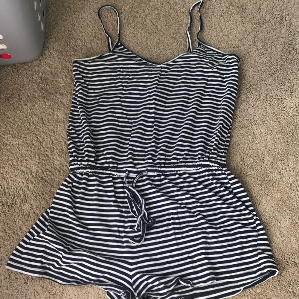 Aeropostale Striped Navy Romper